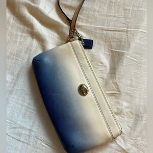 COACH Large Wristlet, White and Blue ombré